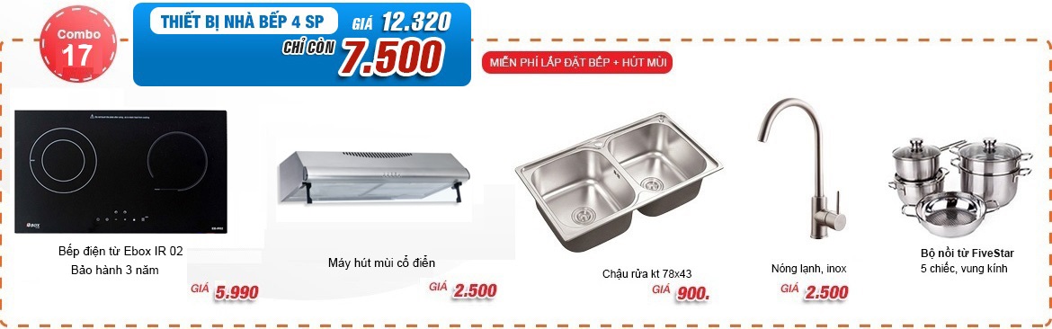 Combo bếp từ máy hút mùi giá rẻ cực sốc trong mùa hè nắng nóng